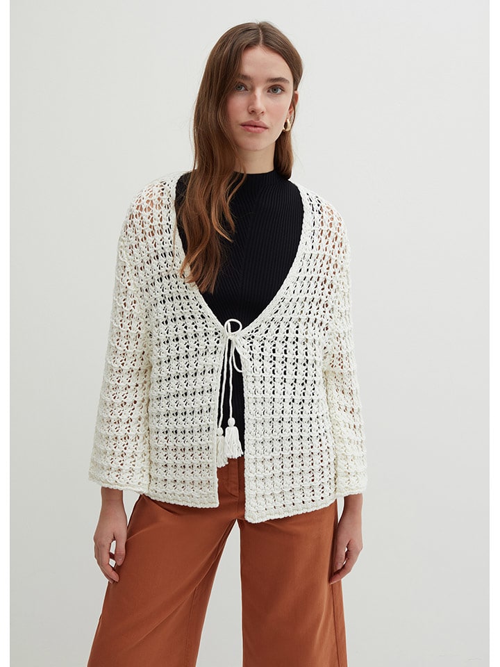 STEFANEL Kardigan w kolorze kremowym rozmiar: XS