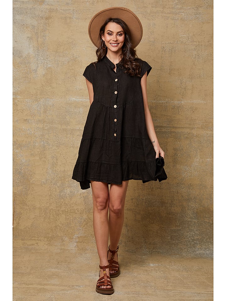 Fleur de Lin Lniana sukienka "Deka" w kolorze czarnym rozmiar: XXL