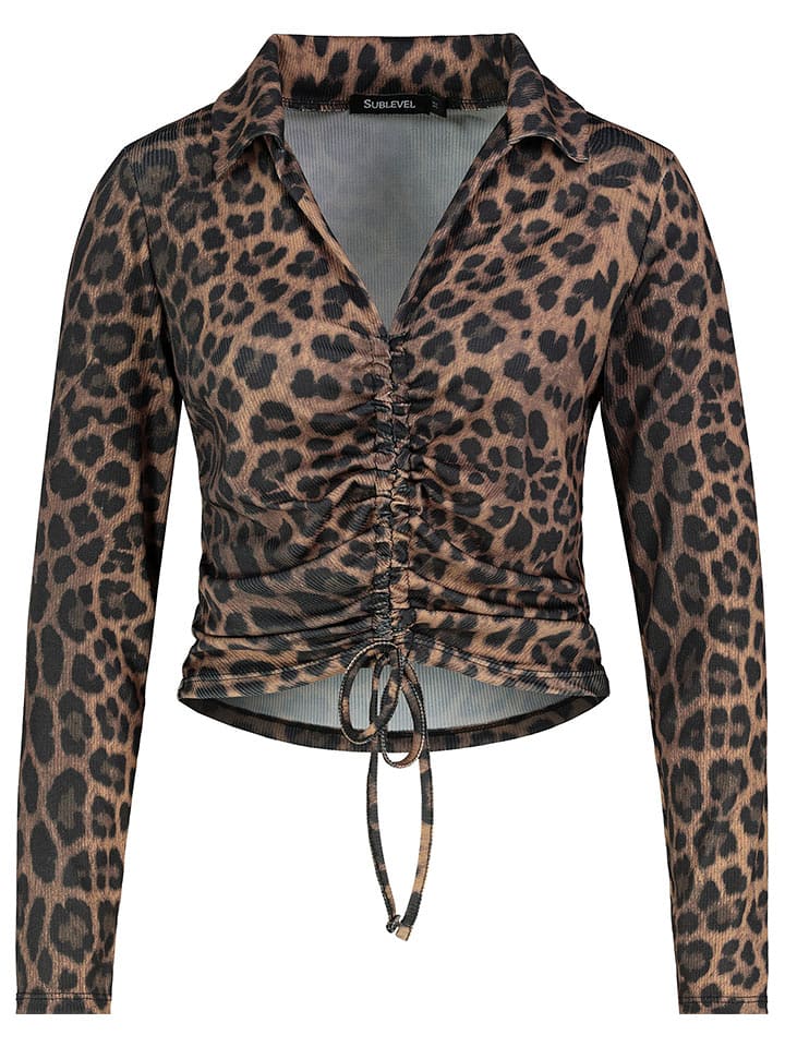 Sublevel Bluzka w kolorze jasnobrązowo-czarnym rozmiar: M
