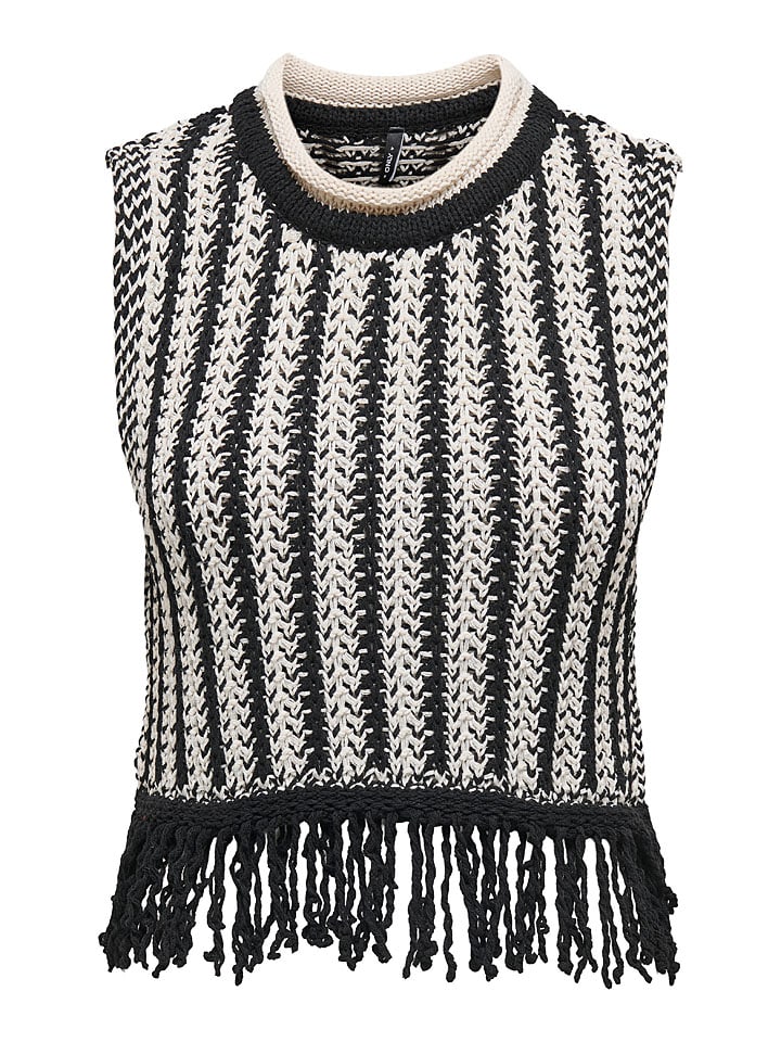 ONLY Bezrękawnik w kolorze kremowo-czarnym rozmiar: L