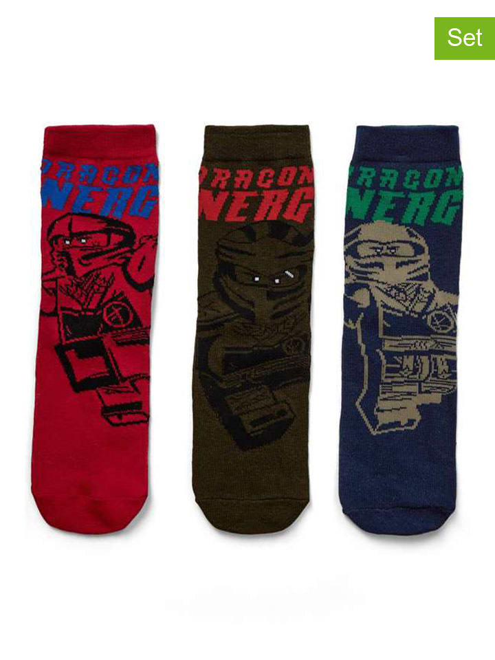 LEGO Skarpety (3 pary) w kolorze brązowym, czerwonym i granatowym rozmiar: 37-39
