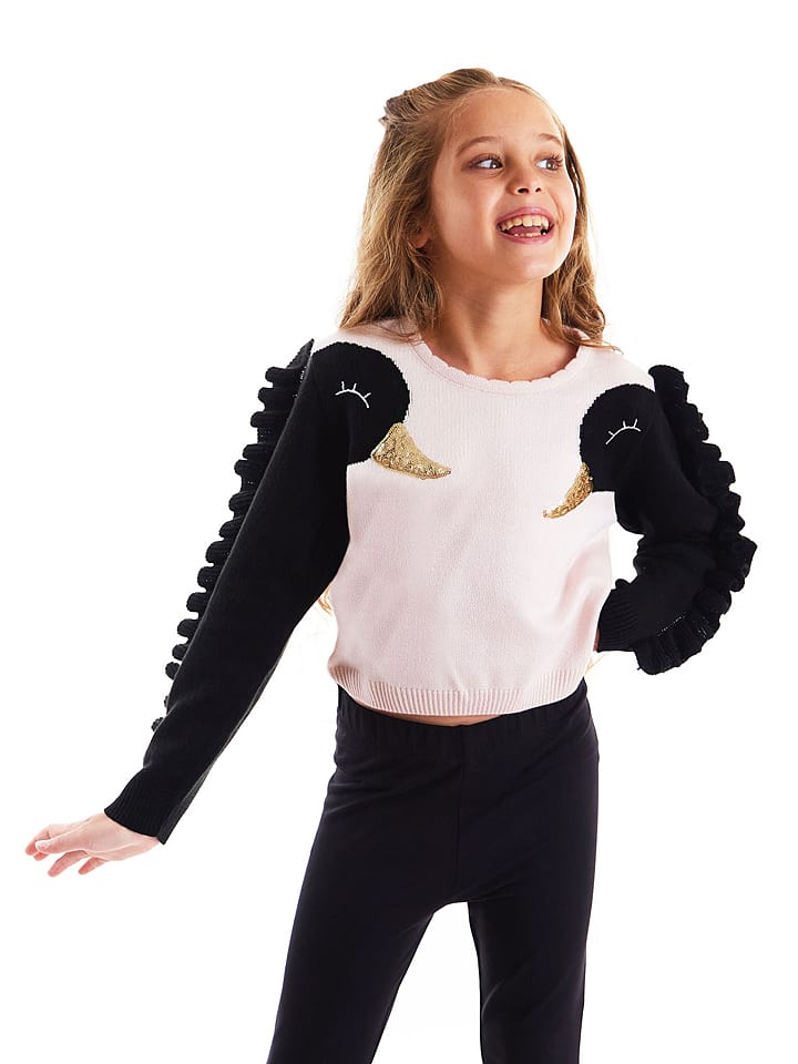 Denokids Sweter "Black Swans" w kolorze czarno-jasnoróżowym rozmiar: 128
