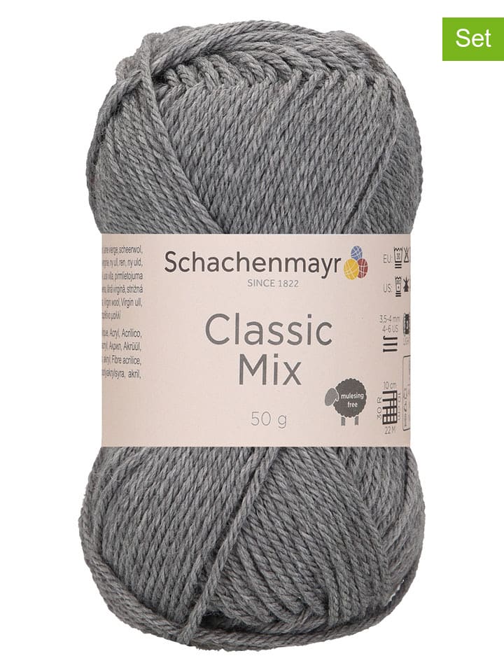 Schachenmayr since 1822 Mieszana przędza wełniana (10 szt.) "Classic Mix" w kolorze szarym - 10 x 50 g rozmiar: onesize