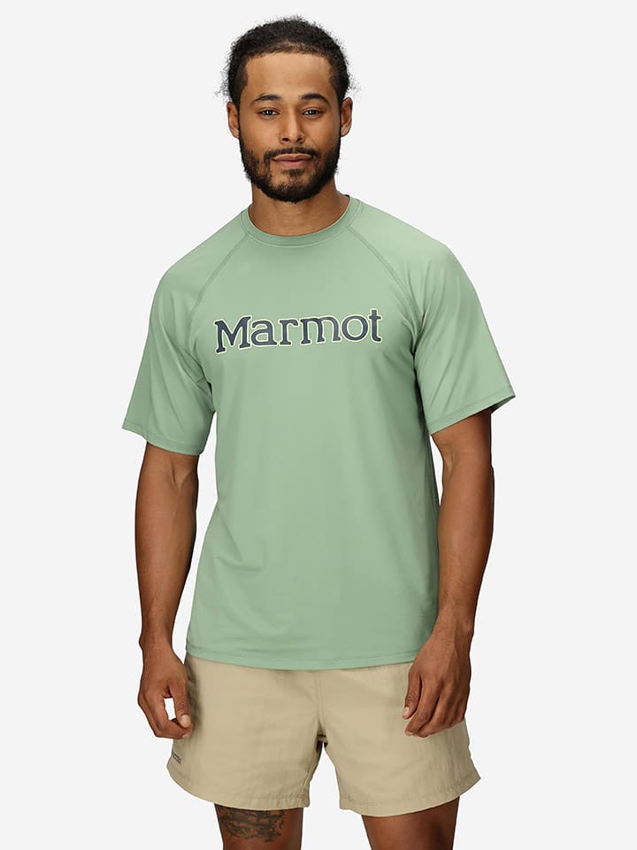 Marmot Koszulka funkcyjna "Windridge Graphic" w kolorze turkusowym rozmiar: L