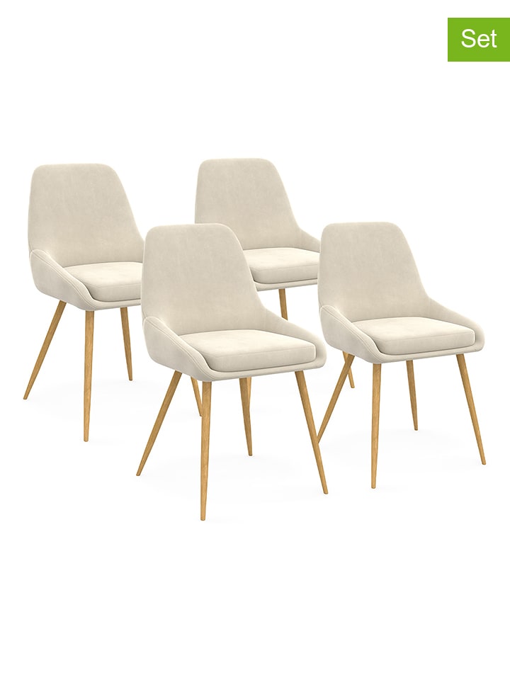 IDOMYA Factory Krzesła (4 szt.) "Olivia" w kolorze kremowym do jadalni - 47,5 x 79 x 54 cm rozmiar: onesize