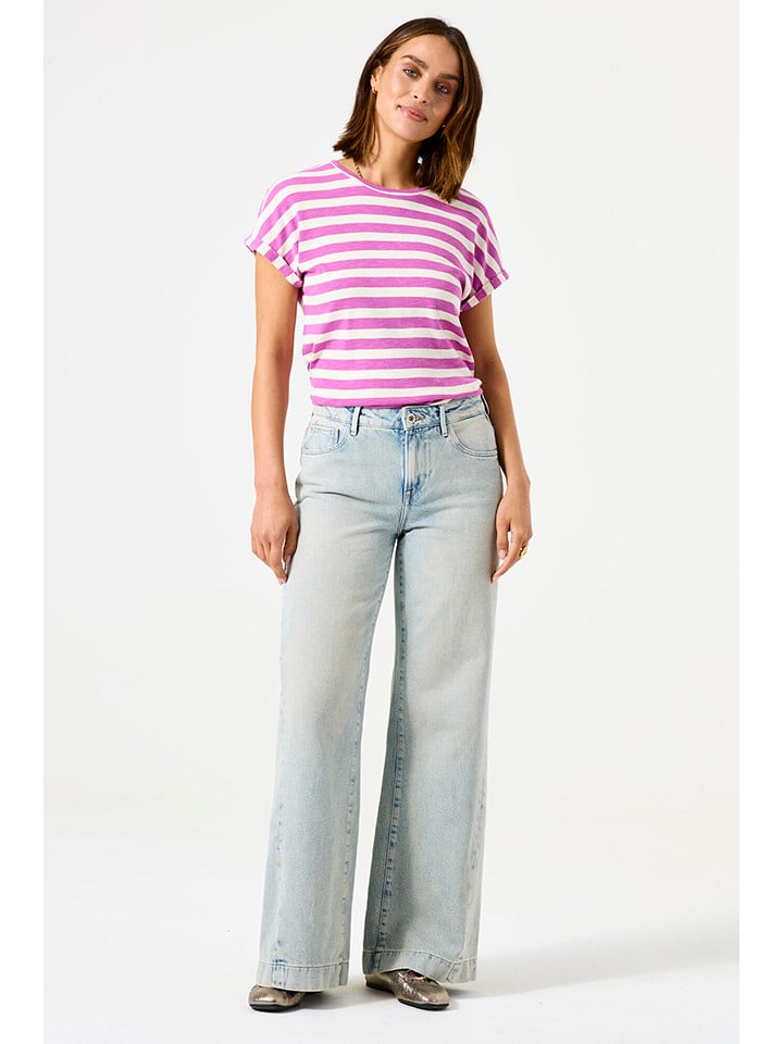 Garcia Koszulka w kolorze biało-różowym rozmiar: XS