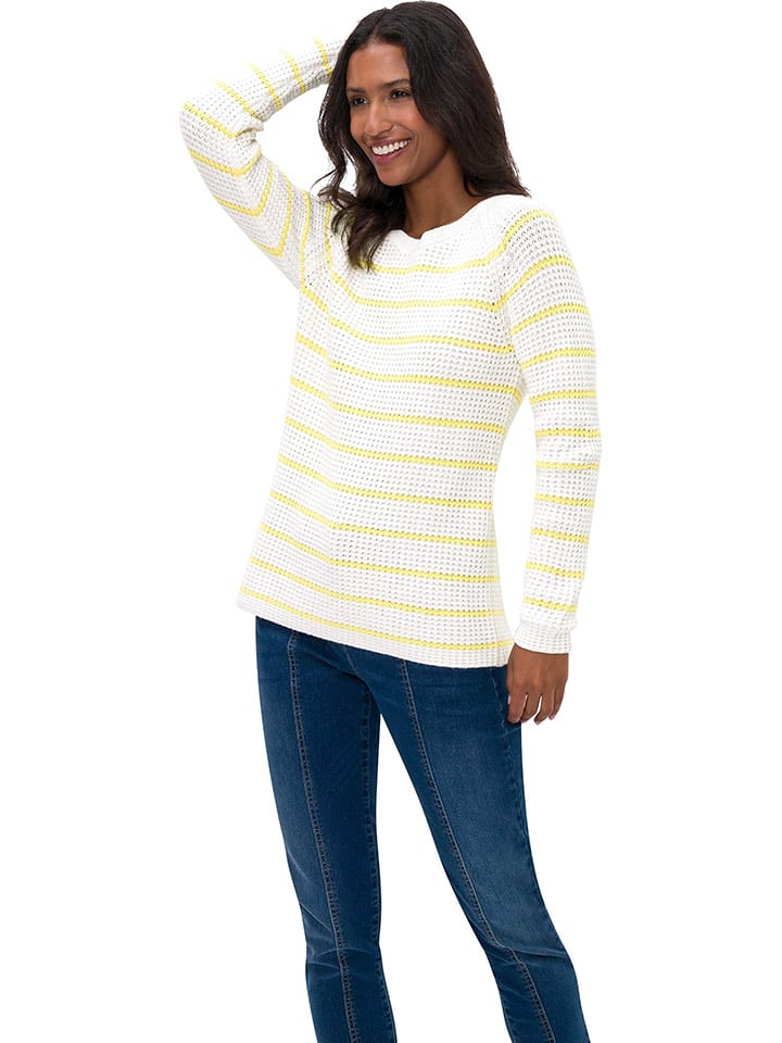 Heine Sweter w kolorze biało-żółtym rozmiar: 44