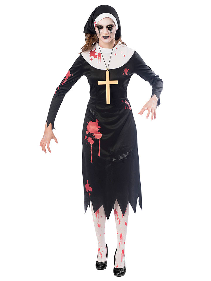 amscan 3-częściowy kostium "Zombie Nun" w kolorze czarno-biało-czerwonym rozmiar: M