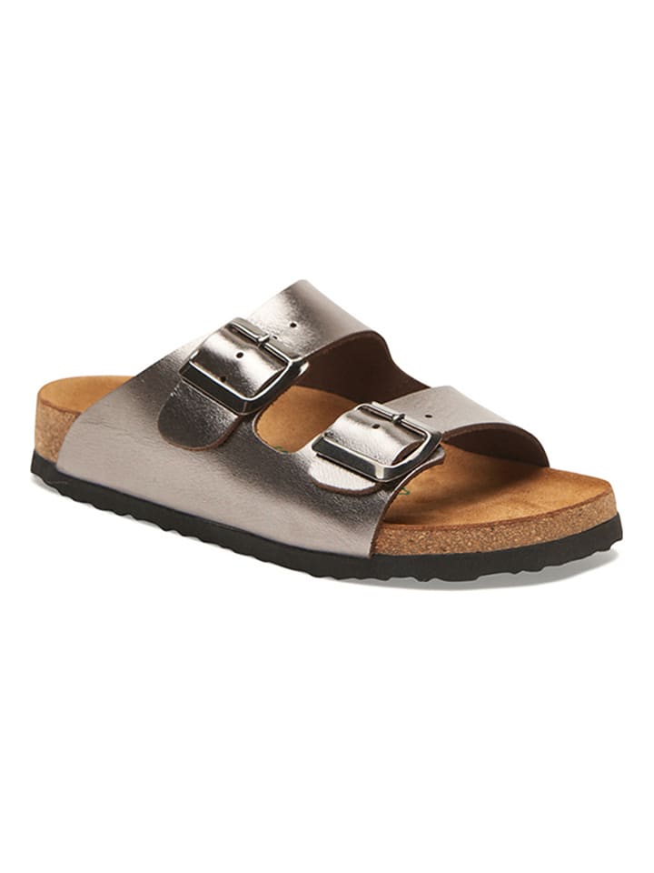 Comfortfusse Skórzane klapki w kolorze szarobrązowym rozmiar: 38