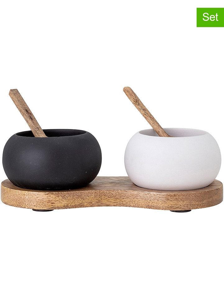 Bloomingville Pojemniki (3 szt.) "Fig" w kolorze czarno-białym - 20 x 6,5 x 9 cm rozmiar: onesize