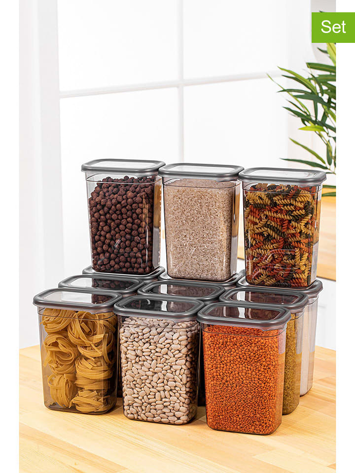 Violeta Home Pojemniki (12 szt.) w kolorze antracytowym - 1,5 l rozmiar: onesize