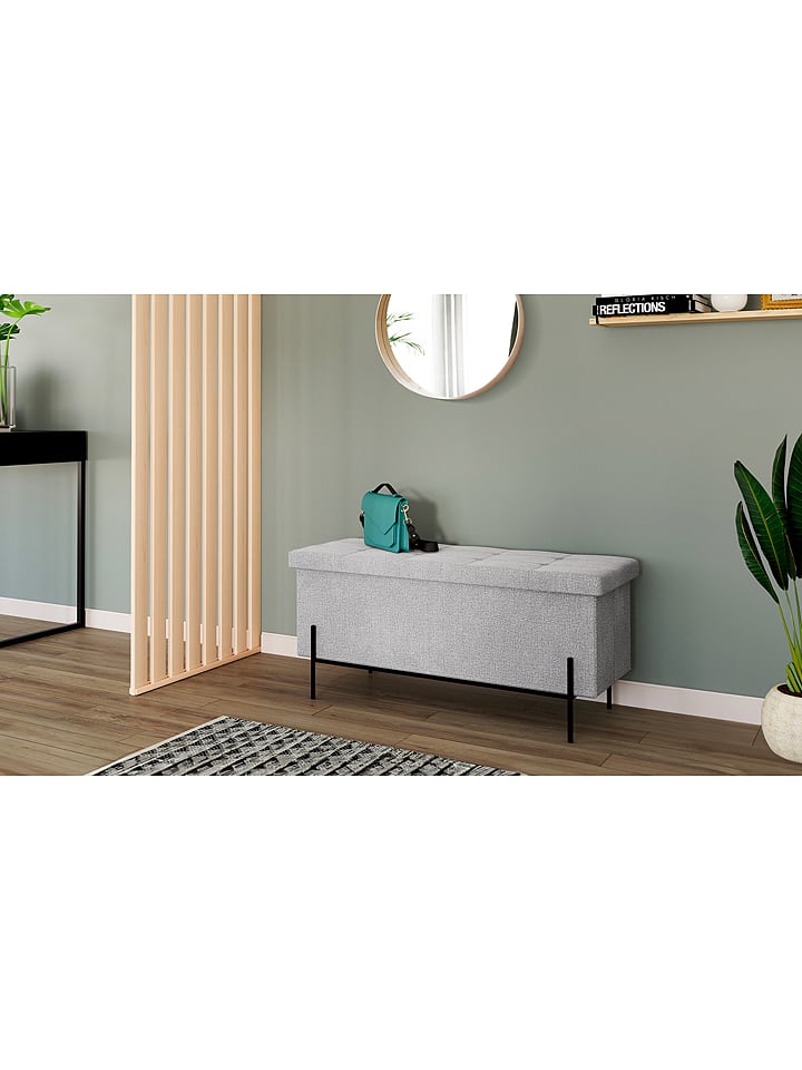 IDOMYA Essentials Ławka "Loan" w kolorze szarym ze schowkiem - 100 x 45 x 37 cm rozmiar: onesize