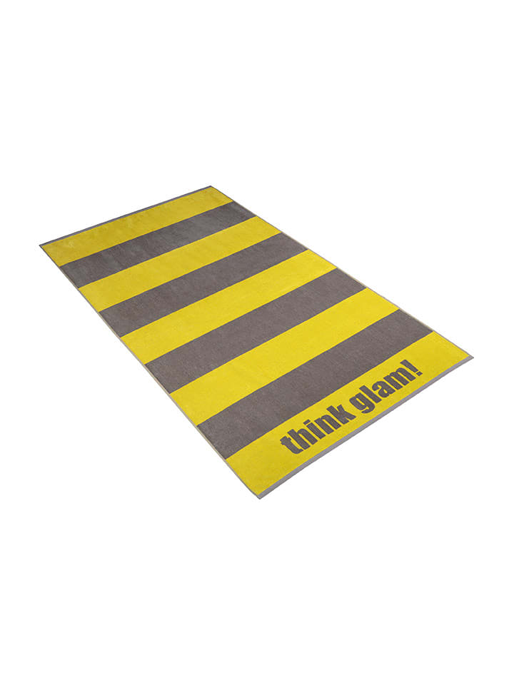 Vossen Ręcznik plażowy "Think Glam" w kolorze żółto-szarym rozmiar: 100x180 cm