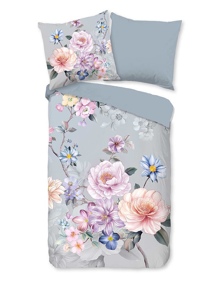 Good Morning Komplet pościeli flanelowej "Elena" w kolorze szaro-fioletowym rozmiar: 240x220 cm