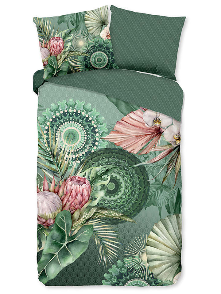 Hip Komplet pościeli flanelowej "Egor" w kolorze zielonym rozmiar: 240x220 cm