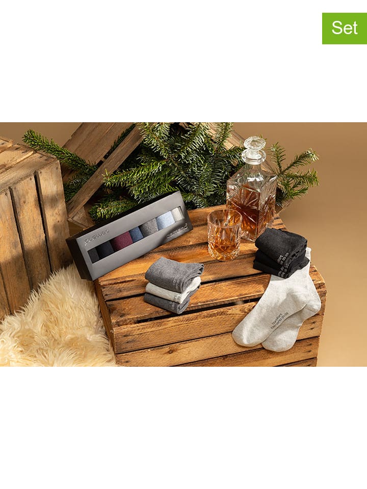 camano Skarpety (7 par) w kolorze antracytowym ze wzorem rozmiar: 39-42