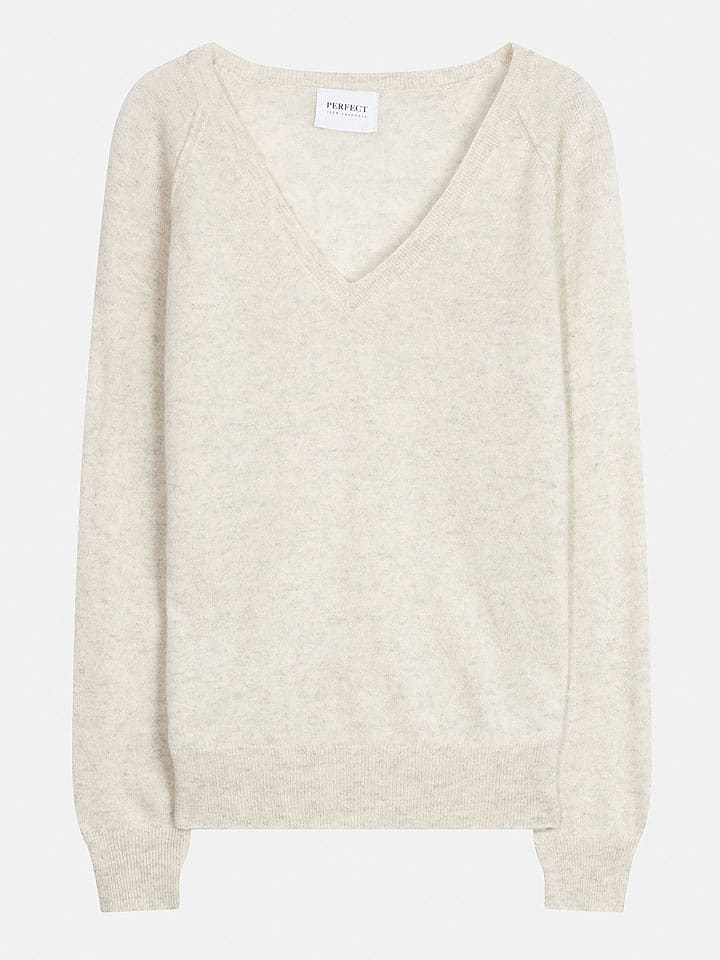 Perfect Cashmere Kaszmirowy sweter "Penelope" w kolorze kremowym rozmiar: L