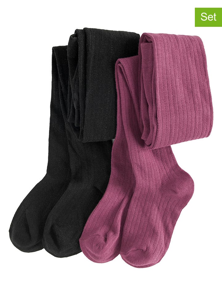 COOL CLUB Rajstopy (2 pary) w kolorze różowym i czarnym rozmiar: 128/134