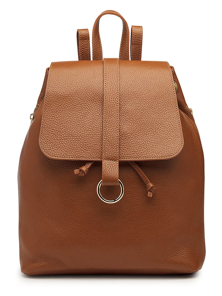 ORE10 Skórzany plecak "Bosar" w kolorze jasnobrązowym - 33 x 36 x 11 cm rozmiar: onesize