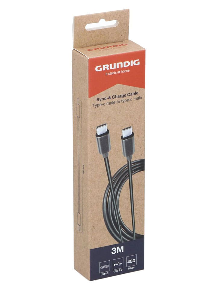 GRUNDIG Kabel USB-C do USB-C 2.0 w kolorze czarnym - dł. 300 cm rozmiar: onesize