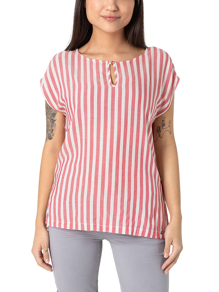 Timezone Bluzka w kolorze różowo-białym rozmiar: L