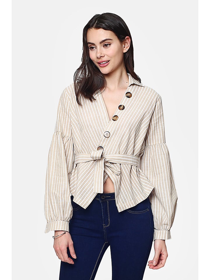 Le Jardin du Lin Lniana koszula w kolorze kremowo-białym rozmiar: 38