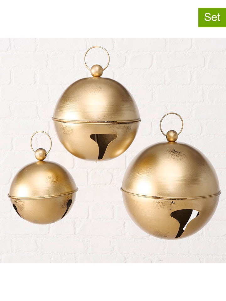 Boltze Zawieszki dekoracyjne (3 szt.) "Annabella" w kolorze złotym rozmiar: onesize