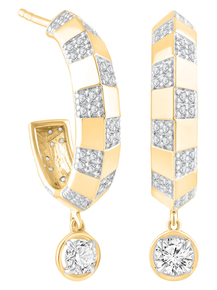 Diamonds lab grown Złote kolczyki-półkreole z diamentami rozmiar: onesize