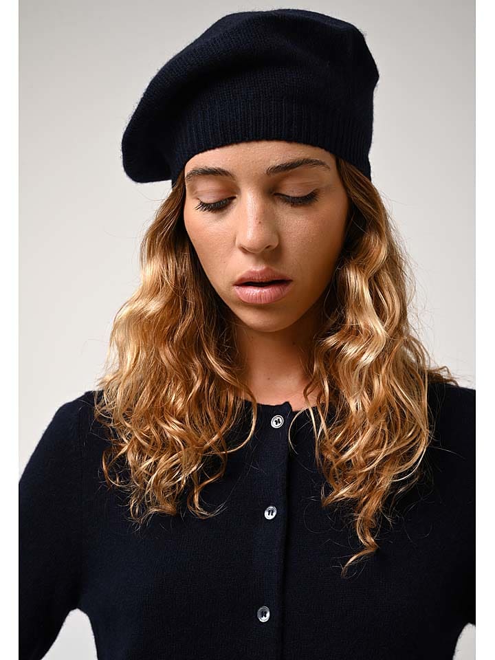 AUTHENTIC CASHMERE Kaszmirowy beret "Liwi" w kolorze granatowym rozmiar: onesize