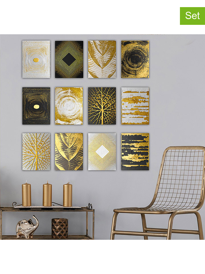 wall addiction Druki artystyczne (12 szt.) na drewnie rozmiar: 20x15 cm