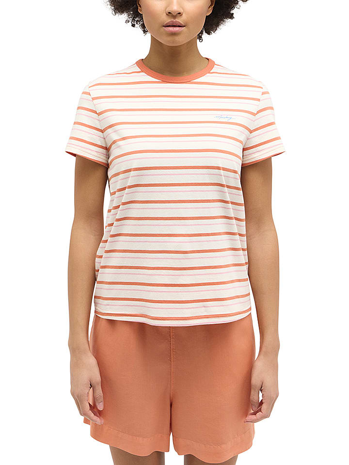 Mustang Koszulka w kolorze jasnoróżowo-pomarańczowo-kremowym rozmiar: S