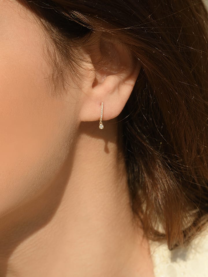 DIAMANTA Złote kolczyki-kreole "Créoles Charms" z diamentami rozmiar: onesize