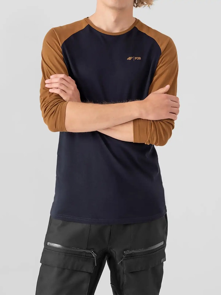 4F Koszulka w kolorze granatowo-jasnobrązowym rozmiar: M