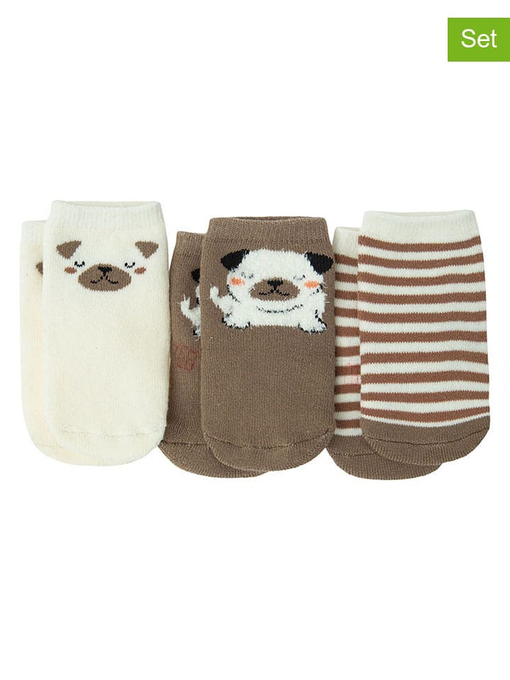 COOL CLUB Skarpety (3 pary) w kolorze biało-brązowym rozmiar: 13-15