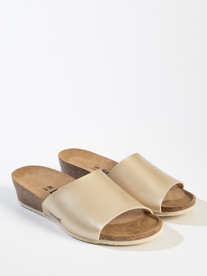 BACKSUN Klapki "Bologne" w kolorze złotym na koturnie rozmiar: 38