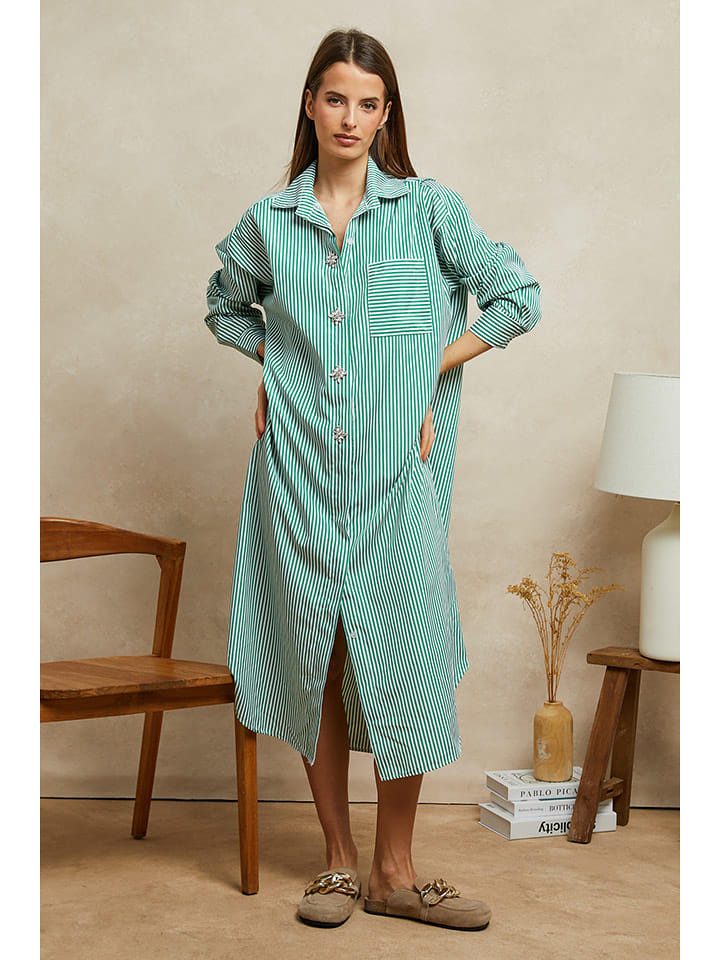 Plume Sukienka "Robin" w kolorze zielono-białym rozmiar: M