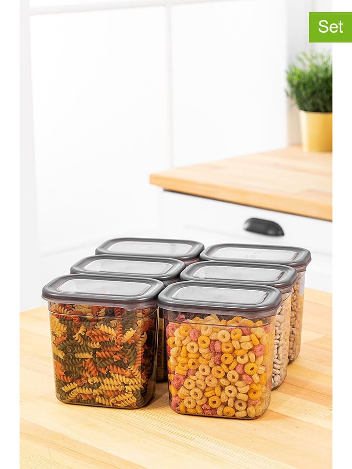 Violeta Home Pojemniki (6 szt.) w kolorze antracytowym - 1,15 l rozmiar: onesize