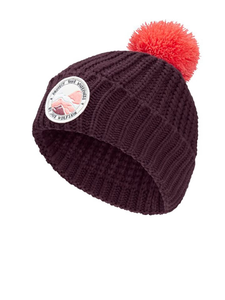 Jack Wolfskin Czapka "Pompom Badge" w kolorze fioletowo-pomarańczowym rozmiar: M