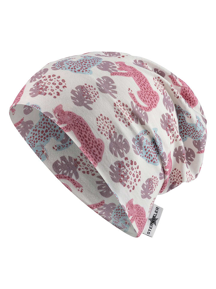 Sterntaler Czapka beanie "Leopard" w kolorze kremowo-różowym rozmiar: 49 cm