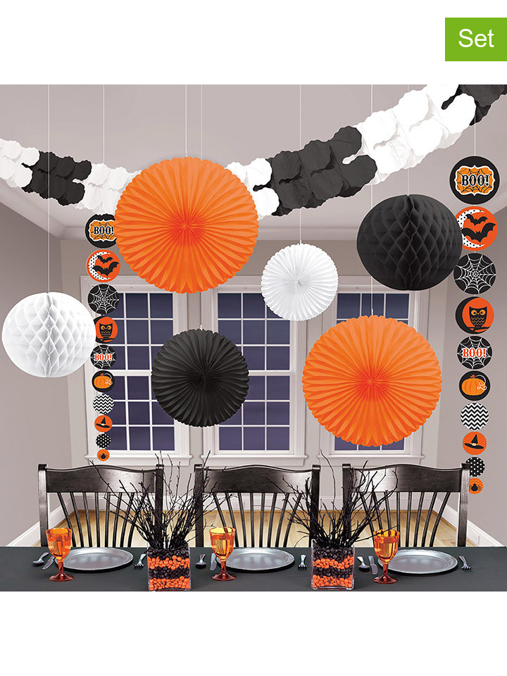 amscan Zawieszki dekoracyjne (9 szt.) w kolorze pomarańczowo-czarno-białym rozmiar: onesize