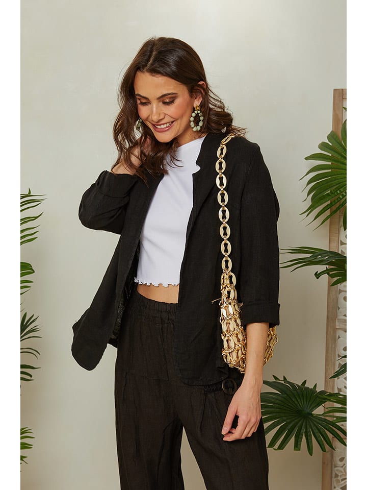 Lin Passion Lniany blezer w kolorze czarnym rozmiar: 40/42