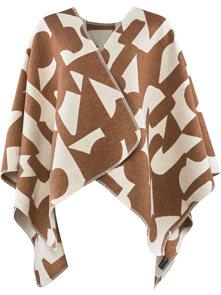 David Fussenegger Koc-ponczo "Silvretta - Abstrakt” w kolorze jasnobrązowo-kremowym rozmiar: 70x140 cm