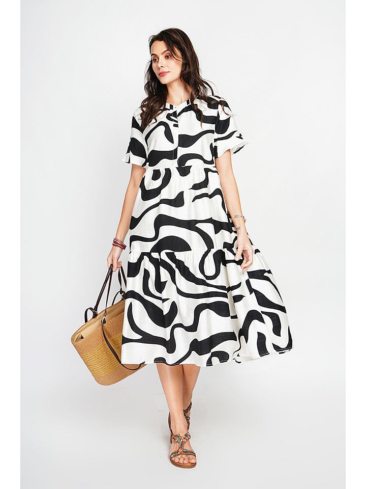 Le Jardin du Lin Sukienka w kolorze biało-czarnym rozmiar: 42