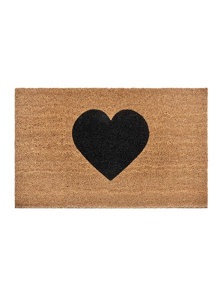 Hanse Home Wycieraczka "Heart" w kolorze jasnobrązowym z włókna kokosowego rozmiar: 45x75 cm