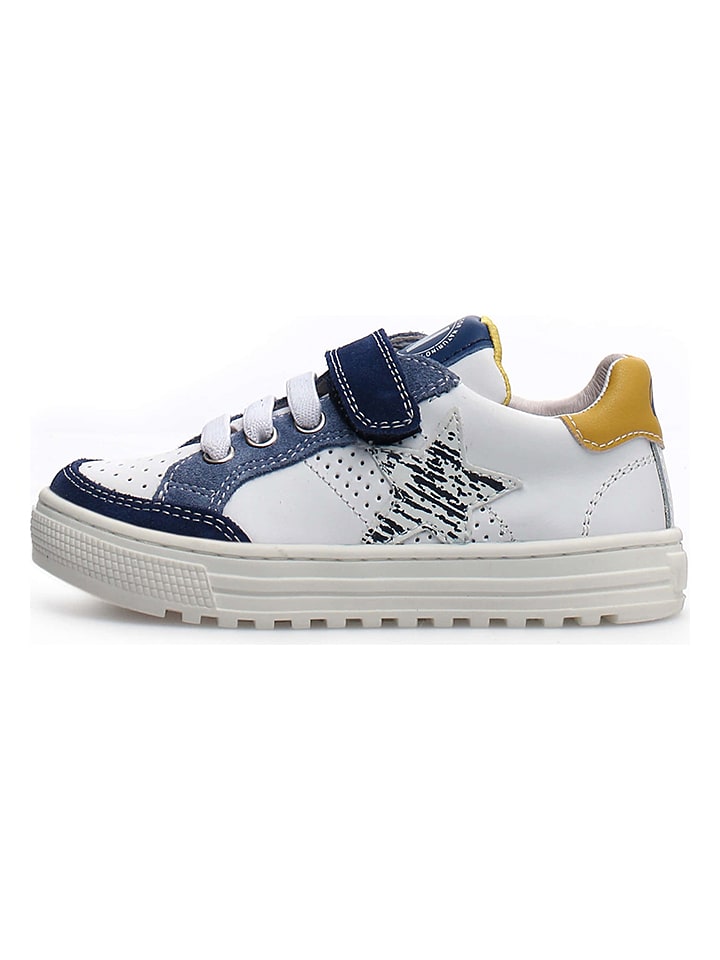 Naturino Skórzane sneakersy w kolorze biało-granatowym rozmiar: 24