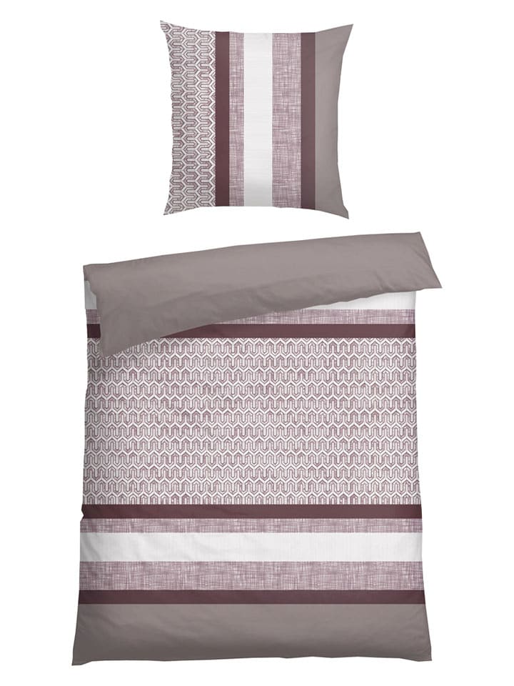 Schiesser Komplet pościeli renforcé "Siena" w kolorze beżowo-czerwonym rozmiar: 155x220 cm