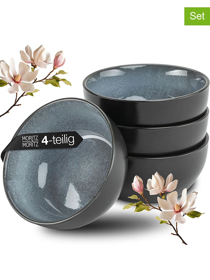 Moritz & Moritz Miski miso (4 szt.) "Vida" w kolorze czarno-niebieskim - Ø 12 cm rozmiar: onesize