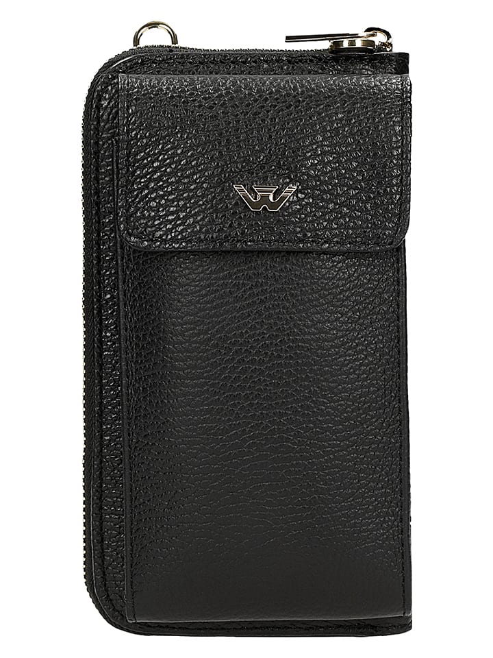 Wojas Skórzana torebka w kolorze czarnym na telefon - 10 x 19 x 4 cm rozmiar: onesize