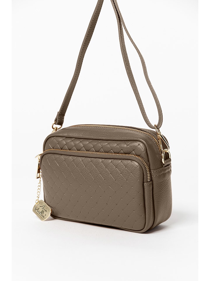 Anna Morellini Skórzana torebka "Colomba" w kolorze szarobrązowym - 22 x 15 x 10 cm rozmiar: onesize