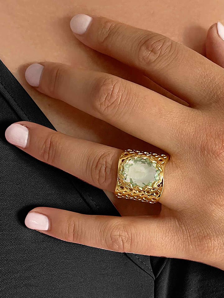 Nomad Pozłacany pierścionek z ametystem rozmiar: 50